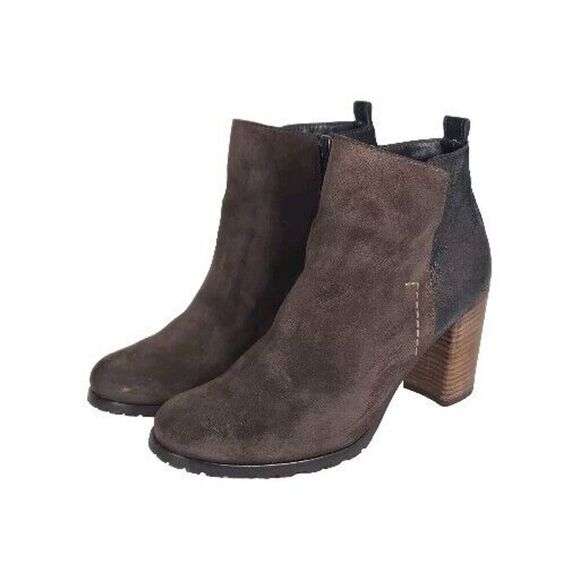 PAUL GREEN Women's Rockin US7,5-8 AU5,5 Brown Duede Leather Heel Ankle Booties - Picture 1 of 16